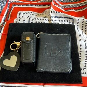 Sleek Black Leather Key and Card Holders